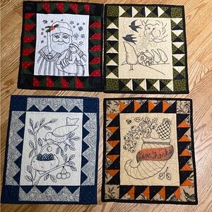 4  Small Quilted Wall Decorations